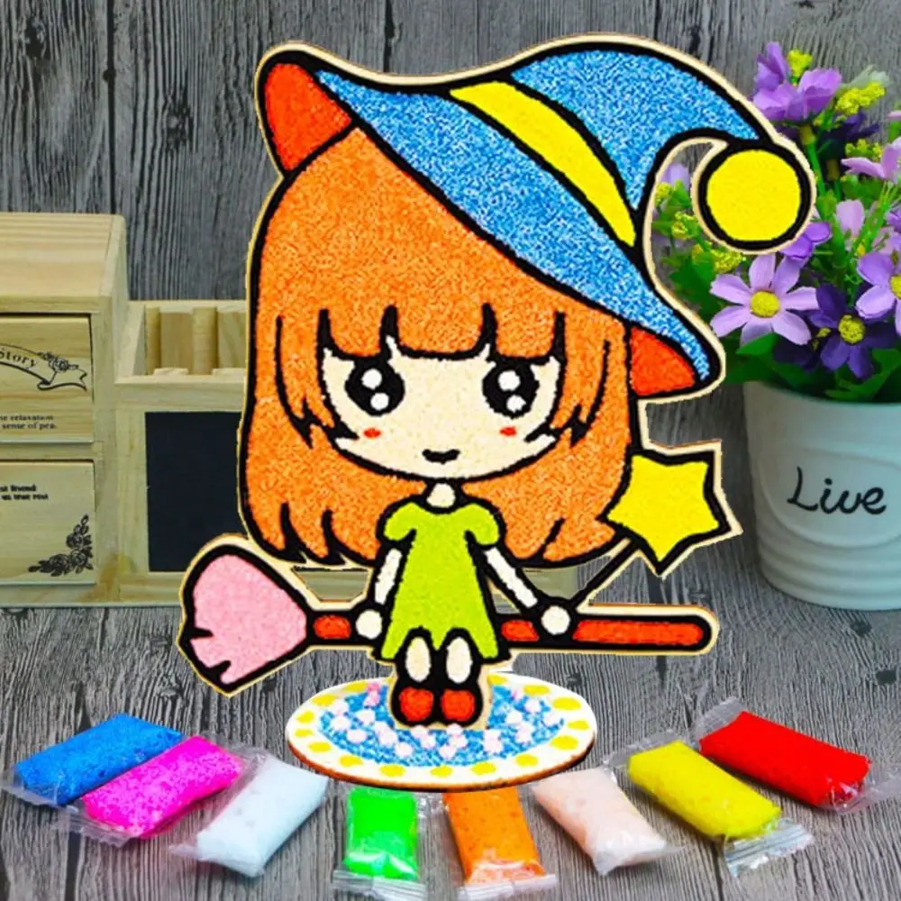 DIY Snowflake Mud Painting Three-dimensional with Wood Board Coloring Painting Sticky Paintings