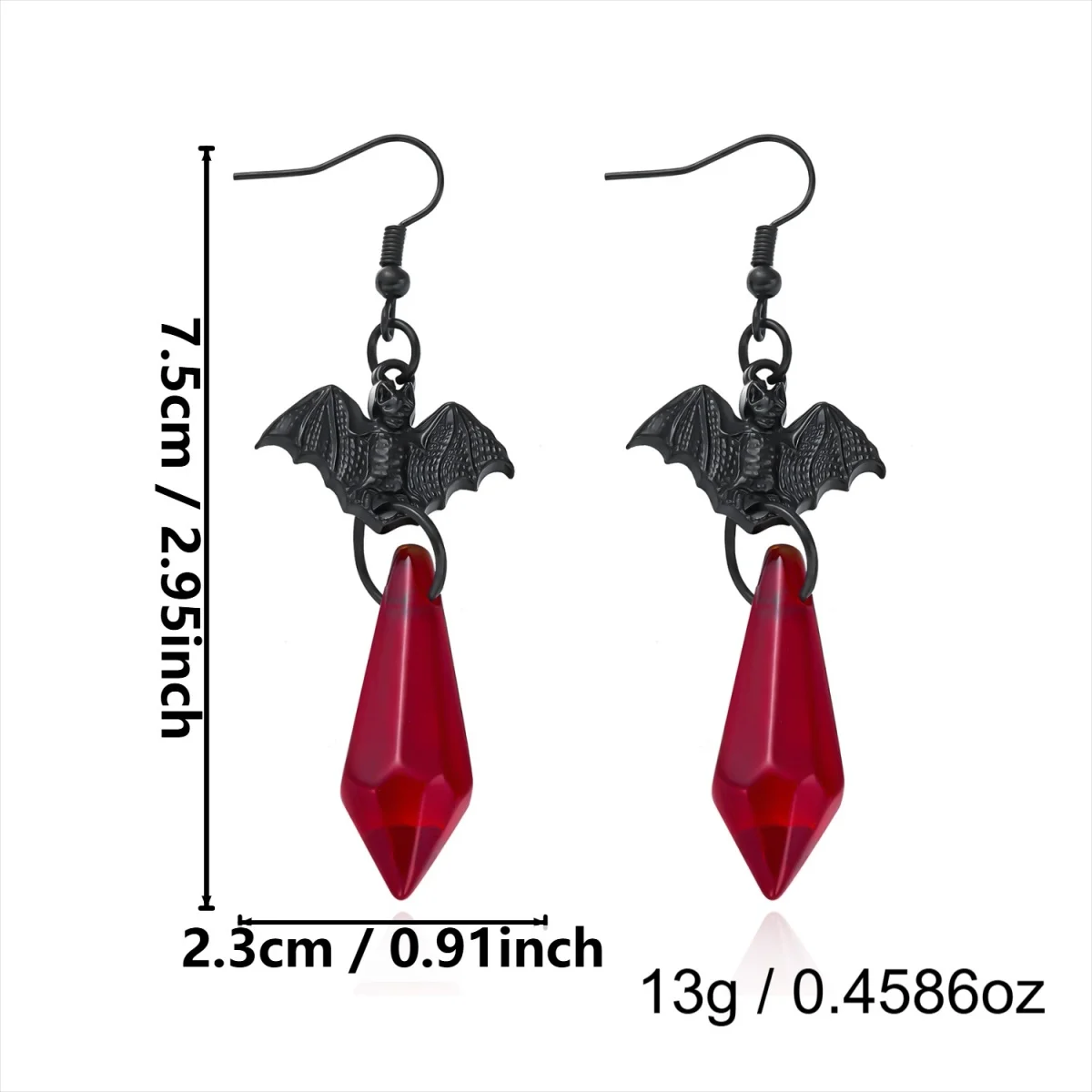 Halloween Schwarze Rote Fledermaus Wassertropfen Kristall Quasten-Ohrringe für Frauen Männer Gothic Cosplay Fledermausflügel Tier-Ohrring Schmuck – Detail 33