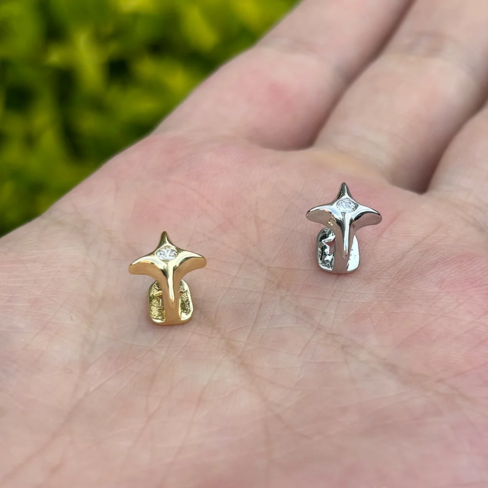 RACHELZ Hip Hop Cute CZ Stone Star Teeth Grillz Braces Gold Color Y2K Elegant Shiny Zircon Tooth Caps For Women Men Punk Jewelry