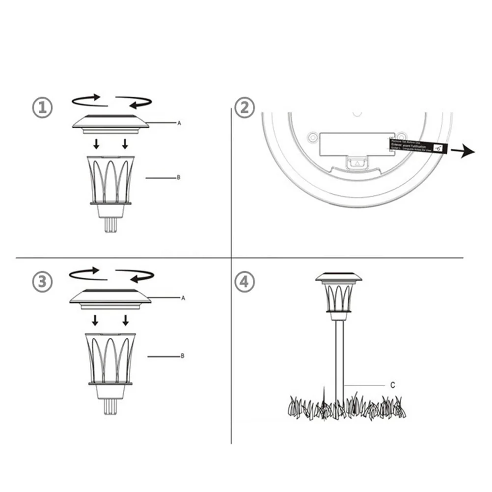 

2Pcs Solar Lights Durable for Garden Lawn Patio Pathway Outdoor Decoration Waterproof L Light Lighting