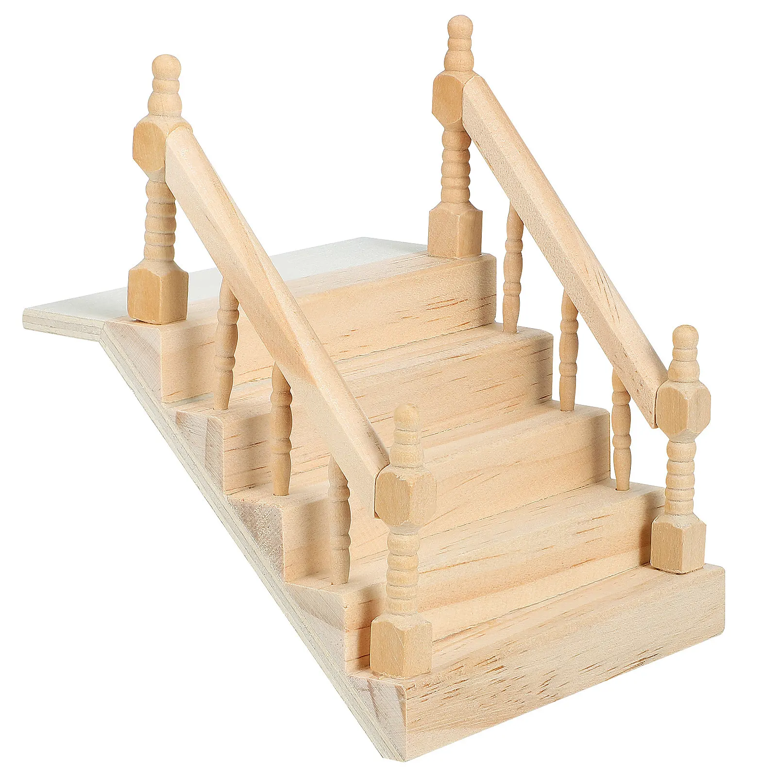 

Miniature Staircase Wooden Mini House Supply Sturdy Polished Surface Miniature Furniture Accessory Playhouse Stairs Decoration
