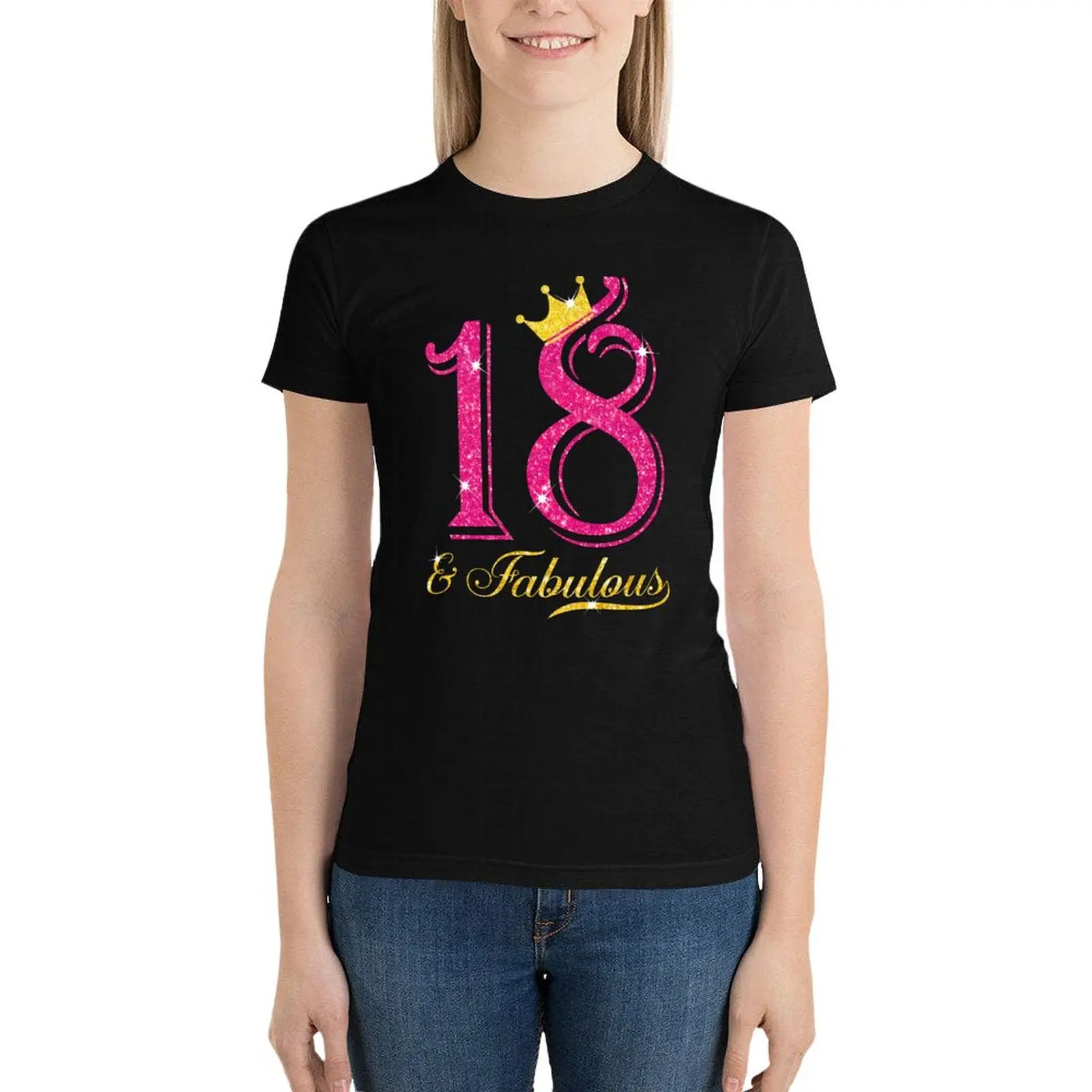 

18th Birthday Girl Fabulous Princess Shirt T-Shirt plus size tops tops Blouse t-shirt dress for Women sexy