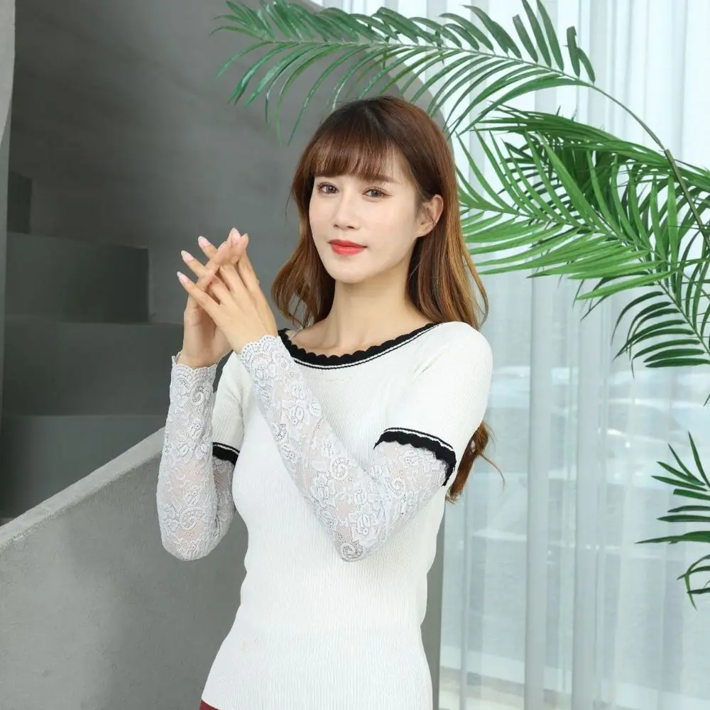 Mangas de braço de renda de gelo de malha mangas de gelo anti-uv mangas de seda gelo fina elástica capa de proteção solar luvas de condução