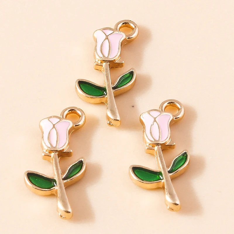 20 Stück niedliche Emaille-Rosenblüten-Anhänger für die Schmuckherstellung, geeignet für Ohrringe, Halsketten, Armbänder, DIY-Bastelarbeiten und Handwerksbedarf. – Detail 6