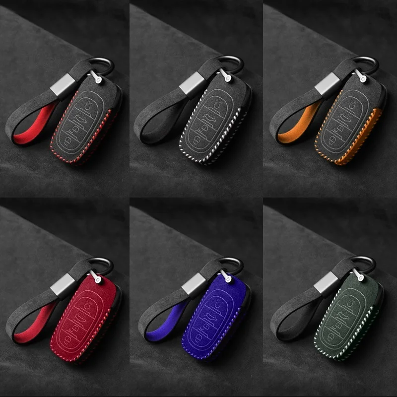 For HongQi H5 H7 HS5 HS7 H9 E-HS9 Alcantara Suede Key Case Keychain Protective Shell Car Accessories