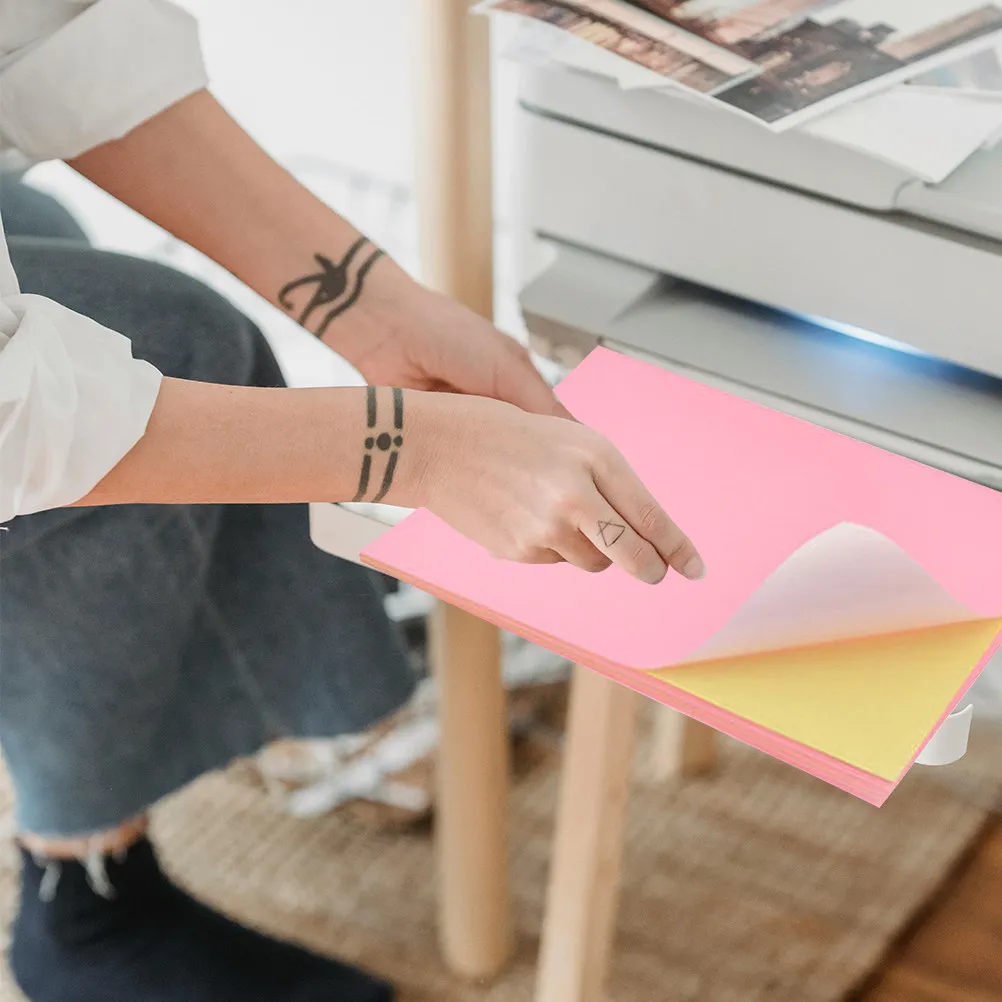 

50 шт. цветной самоклеящейся этикеточной бумаги формата А4, легко отрывающиеся наклейки для печати, для офисного использования, цветная этикеточная бумага