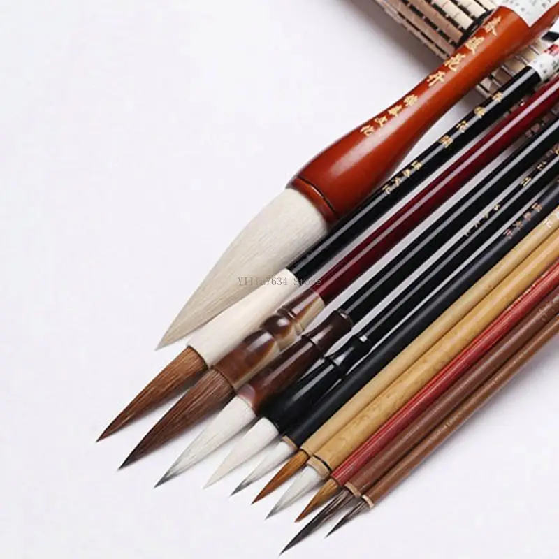 7/11pcs Traditional Chinese Brush Mixed Hair Flexible Pen Painting Brush for Artist Regular Script Couplets