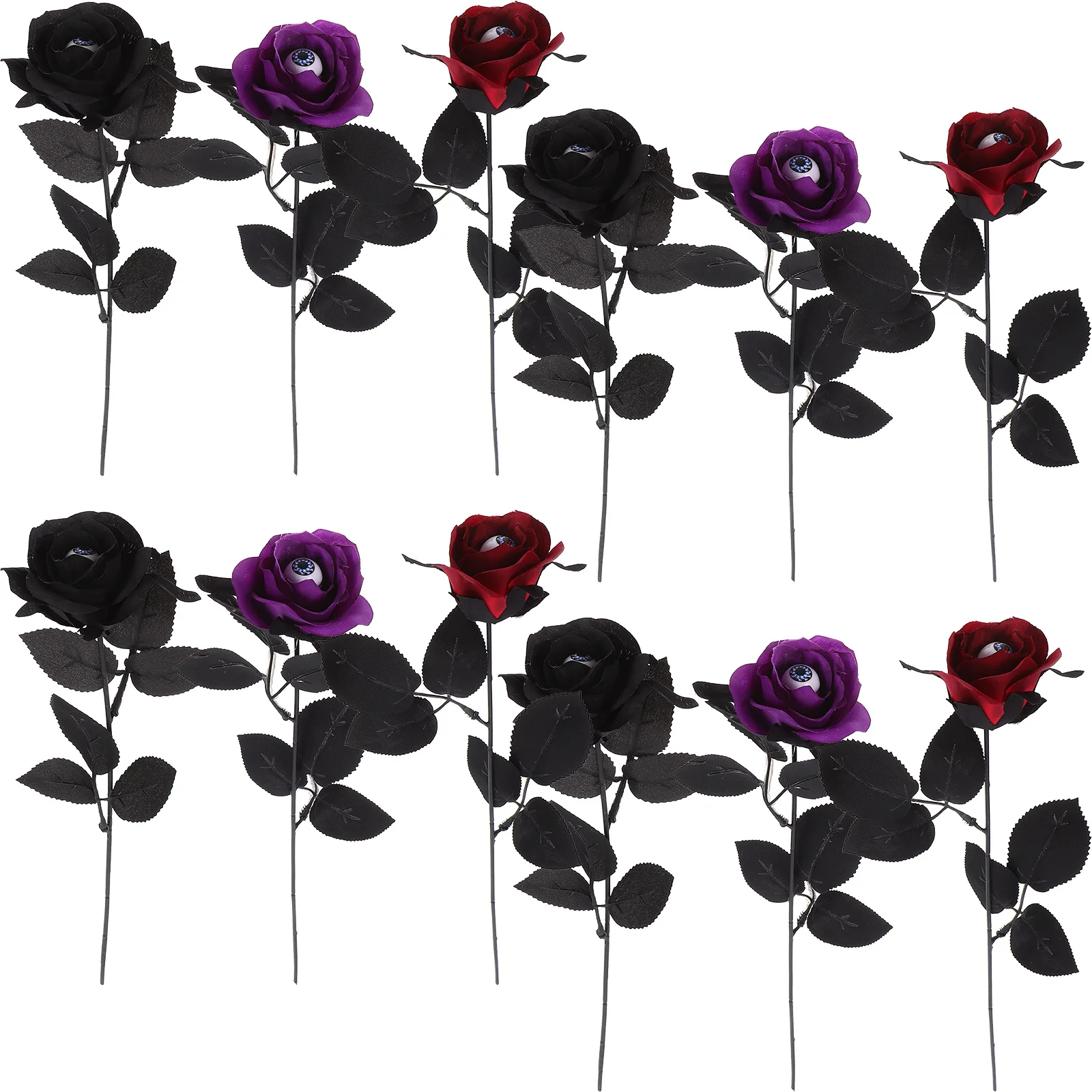 

12Pcs Halloween Rose Fake Flower Realistic Eyeball Decorative Artificial Flowers for Party Spooky Halloween Decor