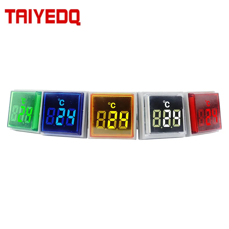 Square AC Temperature Indicator Light Measuring Liquid And Air Temperature LED Digital Thermometer -20~199 ° C