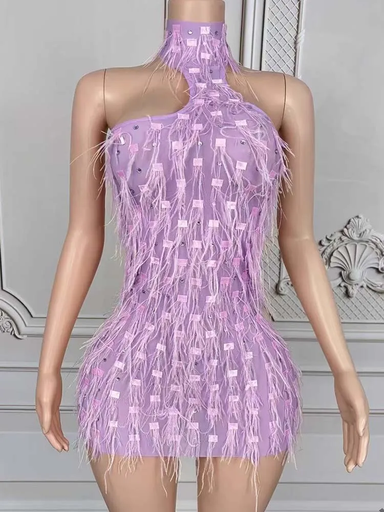 Wysokiej jakości sukienka z frędzlami z cyrkonii, seksowna, z odkrytymi plecami, elastyczna, nowa kolekcja 2025, modna odzież damska na zamówienie.