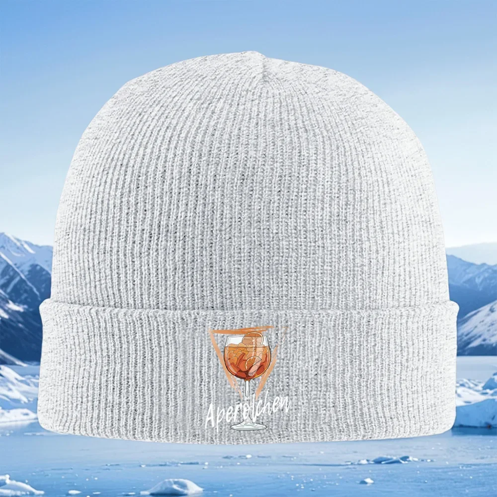 New Cocktail drink,orange slices,ice cubes Men Women Unisex Knitted Hat Beanie Pullover Cap Winter Thermal Warm Christmas Outdoo view 3