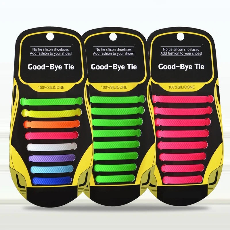 16Pcs/Set Silicone Elastic No Tie Shoe Laces Sneakers  Shoelaces for Shoes Kids Adult Rubber Shoelace One Size Fits All Shoes
