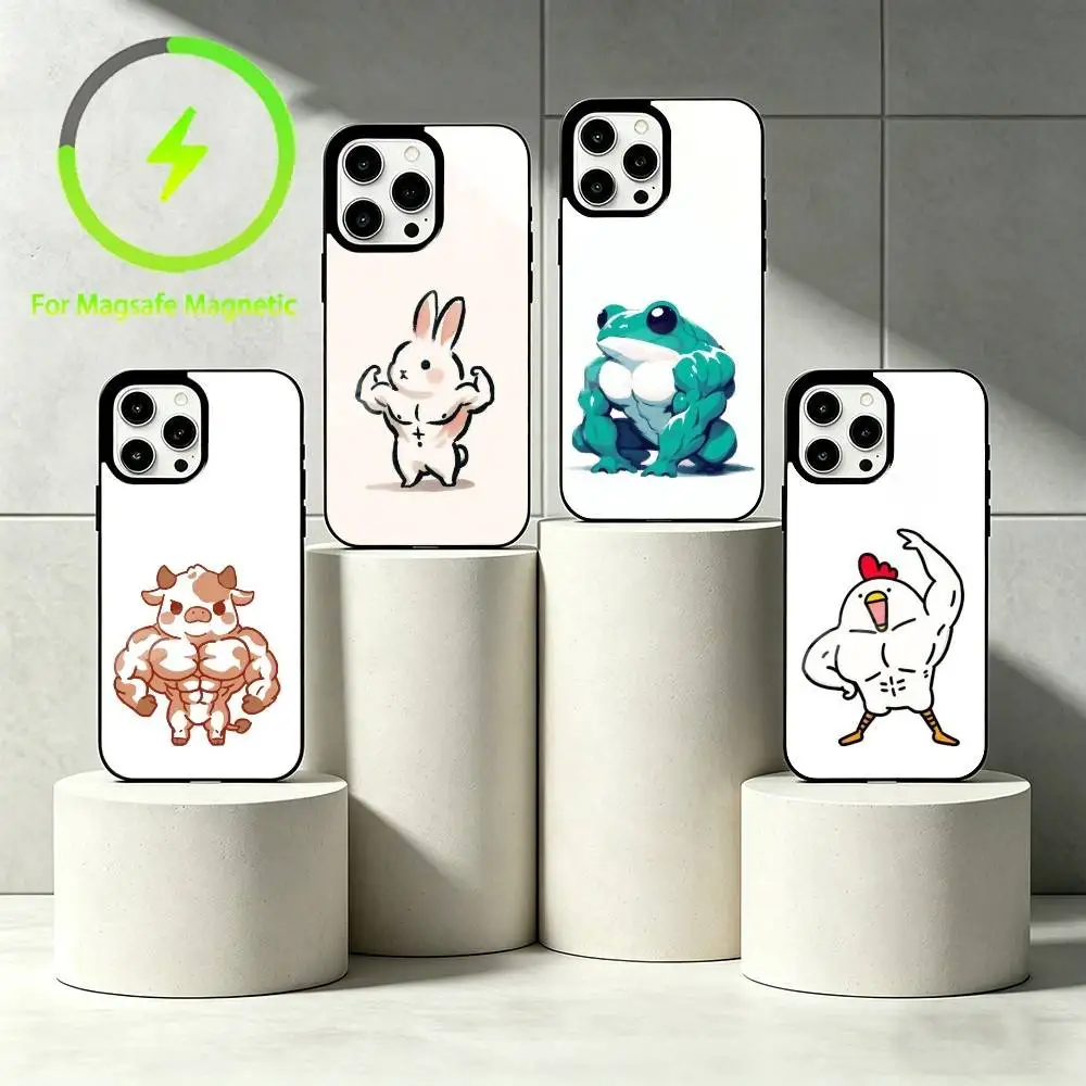 Q-Q version of animals Phone Case For iPhone 17 16 15 14 13 12 Pro Max Plus for Mirror Wireless Magnetic Cover