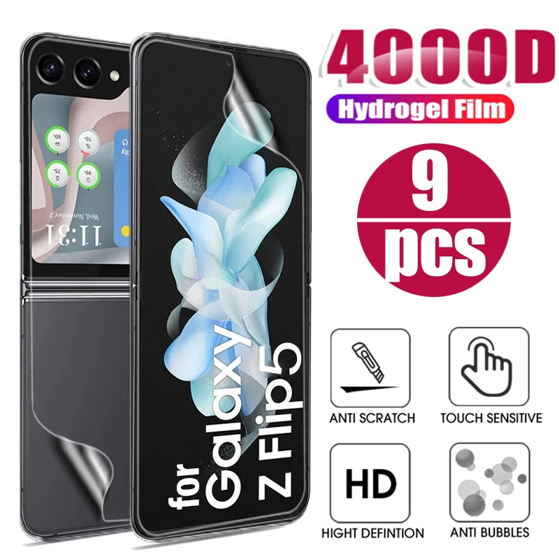 Protectores de pantalla de teléfono para Samsung Galaxy Z Flip 5 ZFlip5 5G, película de hidrogel suave interior frontal y trasera, protección antiarañazos