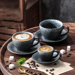 Coffee Shop Ceramic Coffee Cup And Plate Set Japanese Retro Style Cup Dish Sets Exquisite Large Capacity Latte Cup Flower Mugs