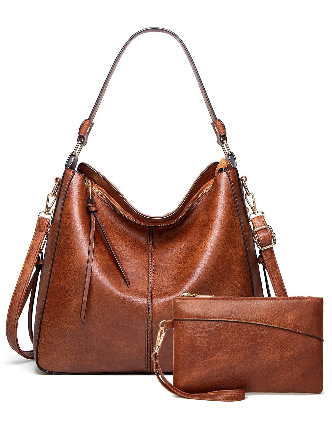 ชุดกระเป๋า 2 ชิ้น ขนาดใหญ่ จุของได้เยอะ แฟชั่นทันสมัย ใช้งานได้หลากหลาย สไตล์ใหม่ กระเป๋าถือและสะพายข้างสำหรับผู้หญิง ดีไซน์มินิมอล