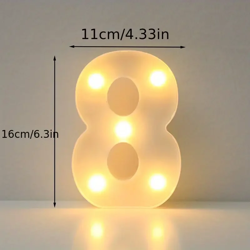 1pc 6,3 zoll Dekorative LED Lampe Weiß Kunststoff Festzelt Anzahl Licht up Zeichen Neon Für Home Hochzeit Party geburtstag Urlaub Dekor – Detail 8