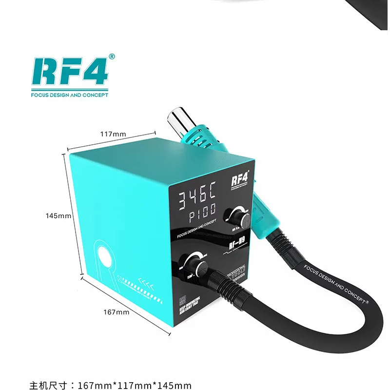 Imagem -06 - Controle de Temperatura Hot Air Gun Desoldering Station Estação de Retrabalho Bga com Função de Pendurar ic Pcb Chips Repair Rf4 Rf-h9