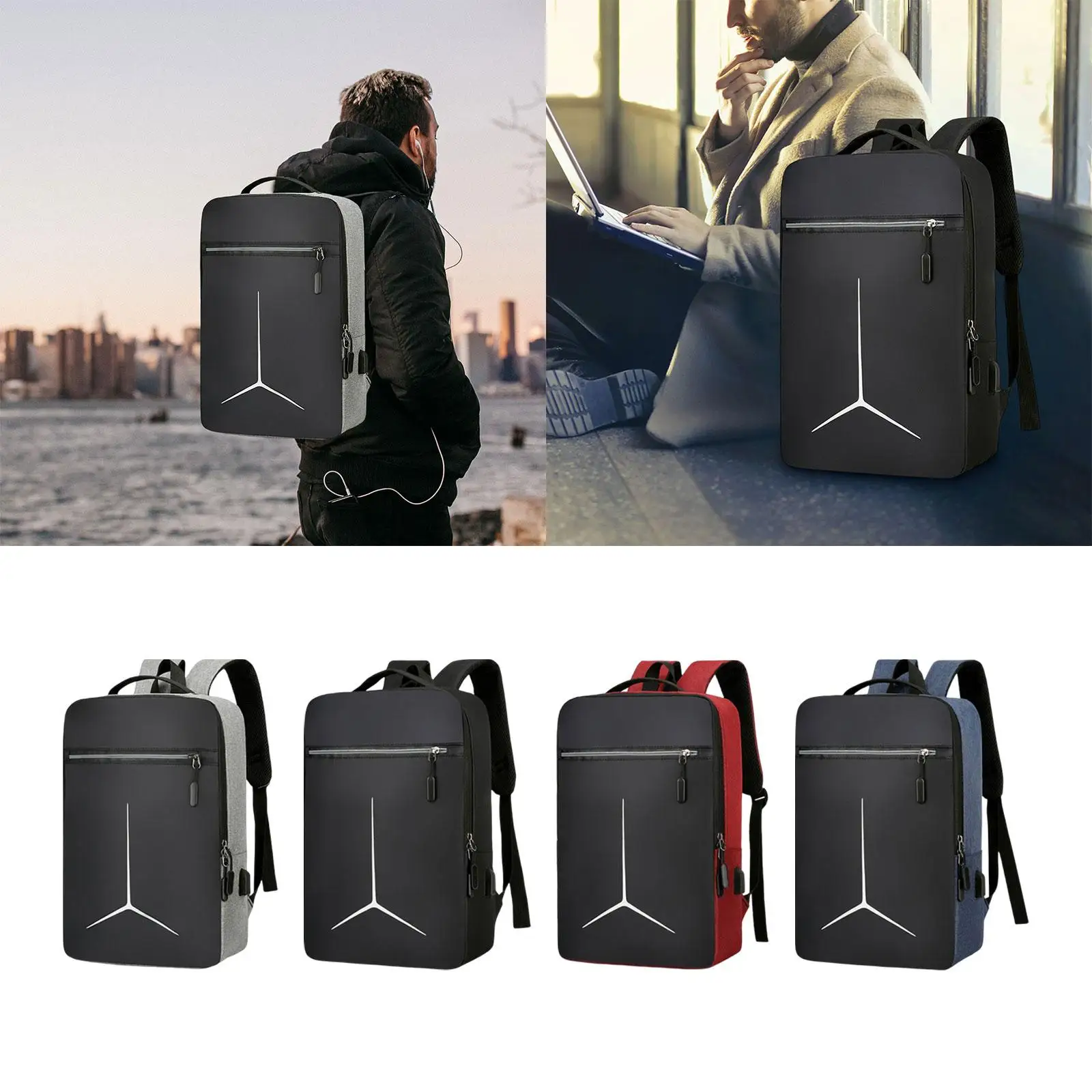 Mochila Laptop Respirável, Alças ajustáveis, Porta usb, Negócio