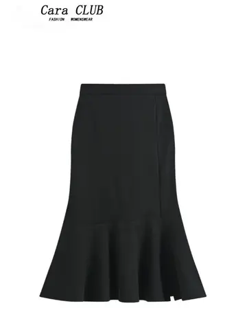 Hohe Taille A-Linie Fi Schwanz Rock für plus Größe Frauen Herbst Saison Wolle Mischung f Körper Röcke Elastische Taille Koreanische Sle