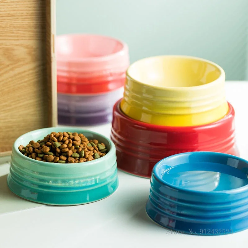 Antiskid Round Gradual Color Pet Cat Bowl, Drinking Small Dog Food Bowl, Pet Tableware, French Products, 1Pc