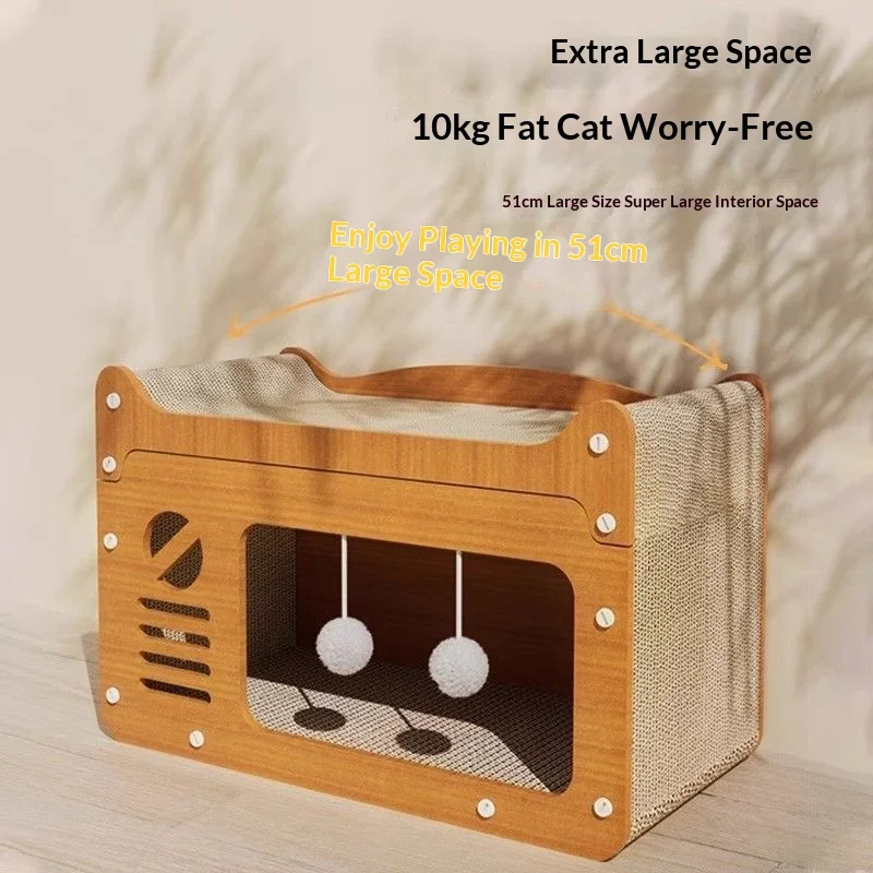 Rascador con cama de cartón antiarañazos para gatos de interior - imagen 3