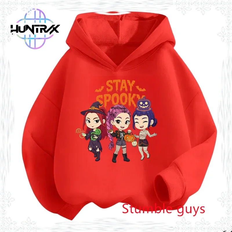 

Girls Anime Kpop Demon Hunters Hoodie Autumn Rumi Warm Soft Halloween Sweet Print Boys Hooded Sweatshirt​