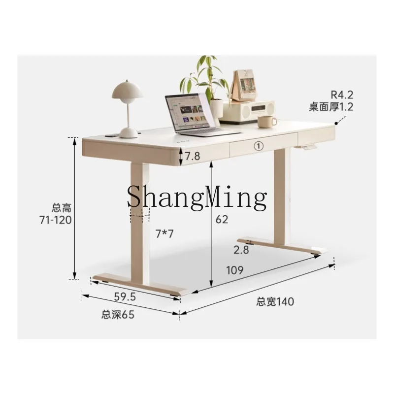 

ZHB solid wood intelligent electric lifting workbench writing multi-function desk white desk