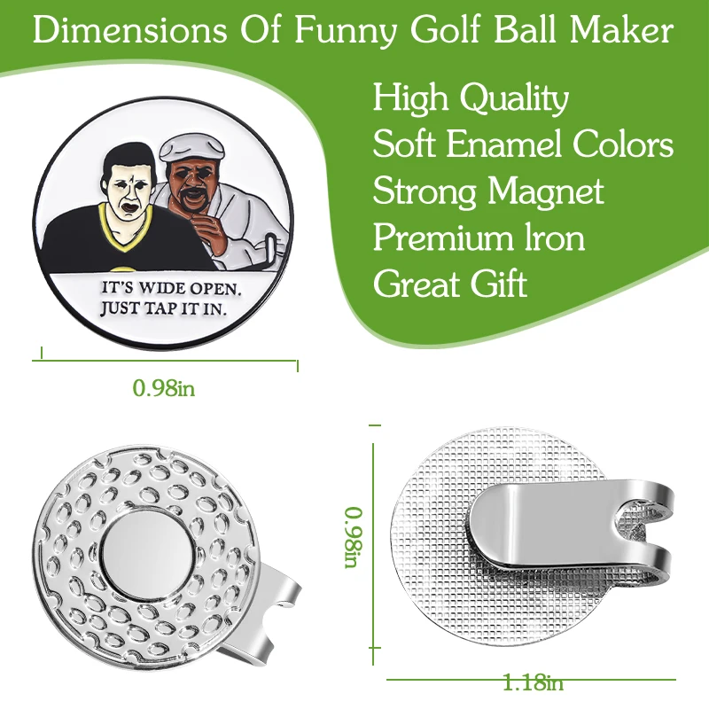 Golf Ball Marker with a Standard Magnetic Hat Clip Funny Golf Ball Hat Metal Clip Golf Training Aids Accessories for Men Women