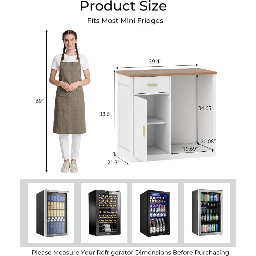 Mini Fridge Cabinet, Coffee Bar Cabinet Space Not Included