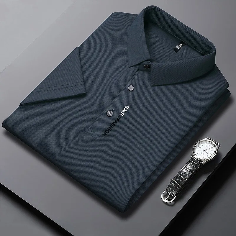

Trendy new fashion Hong Kong style ins trendy brand summer men's lapel polo shirt business temperament casual