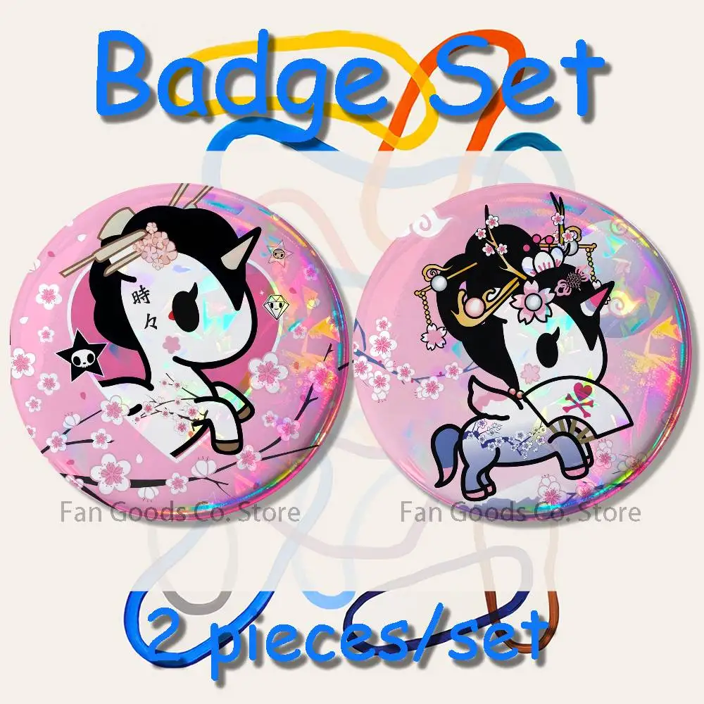Kawaii T-Tokidoki 2-teiliges Set, Anstecknadeln, Rucksack, Kleidung, Schmuck, Accessoires, Cartoon, runde Brosche, Button-Abzeichen, Fans-Kollektion, Geschenke – Detail 11