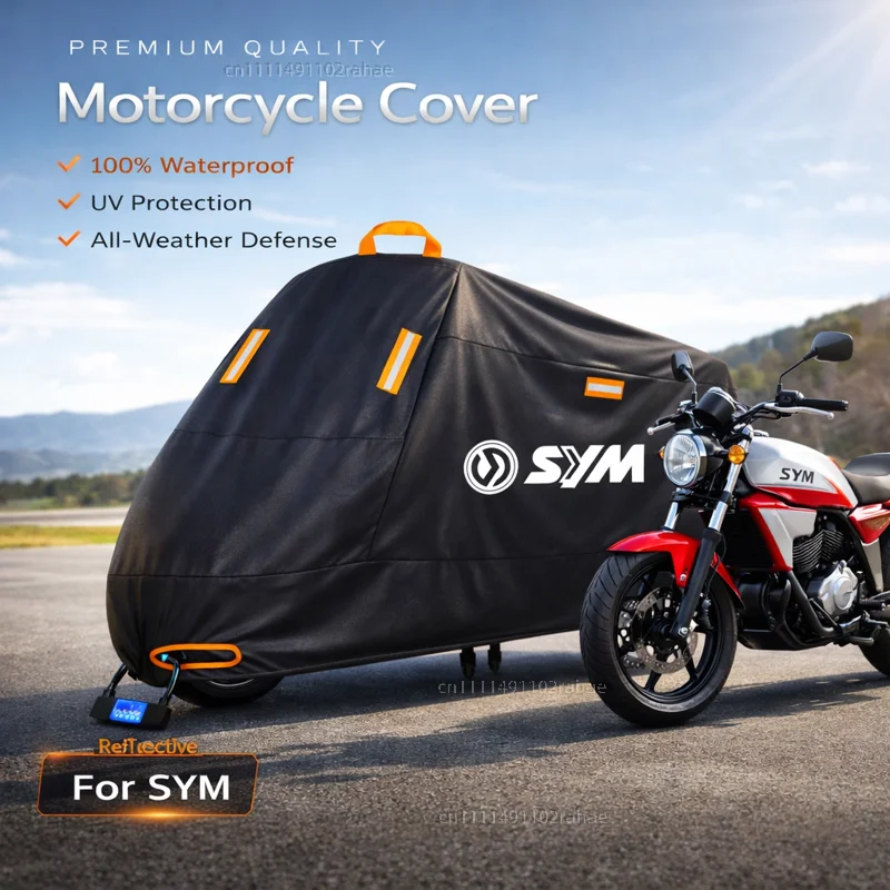 

For SYM JP150 GR125 3 Motorcycle Cover Waterproof Heavy Duty Polyester Tarpaulin UV Protective Outdoor Rain Dust Sun Protector