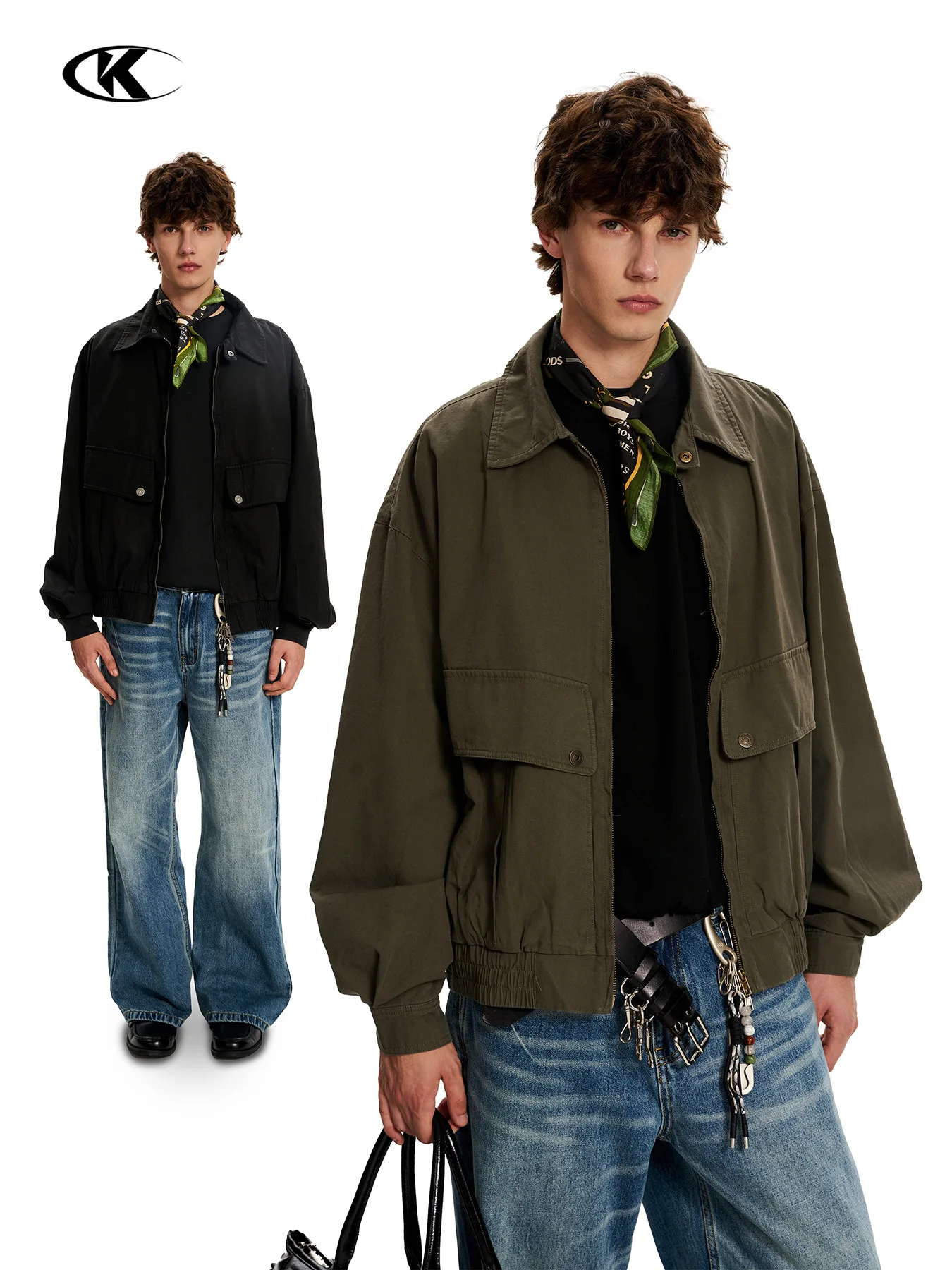 

11KN American Retro Workwear Jacket for Men and Women, Outdoor Trendy High-End Loose Collar Casual Long-Sleeved Top/Outerwear