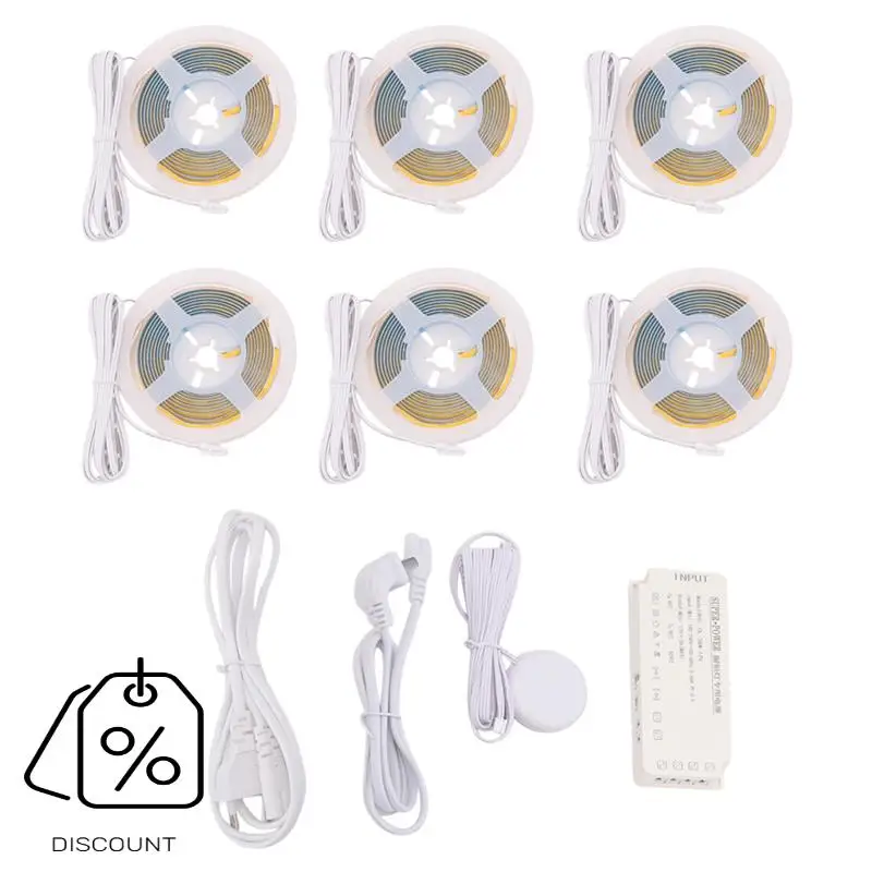 ABJO-COB LED Strip Lights Kit 12V, Dimmable Under Cabinet Lighting With Touch Control, 6.56FT Flexible Strip For DIY