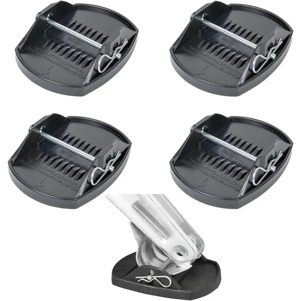 4 Pack Trailer Stabilizer Leg Foot Pads with Locking Pins, Heavy-Duty Anti-Sink Base for Camper, Travel Trailer & Towable RV Man