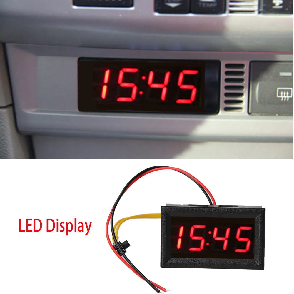 Reloj electrónico Universal para coche, pantalla LED, reloj Digital para tablero de motocicleta, accesorios de bricolaje para automóvil, 1 unidad