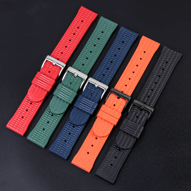 Men Diver Silicone Sports Watch Band 20mm 22mm For Citizen Seiko No.5 IWC Omega Watch Strap Bracelet Universal Blue Rubber Chain