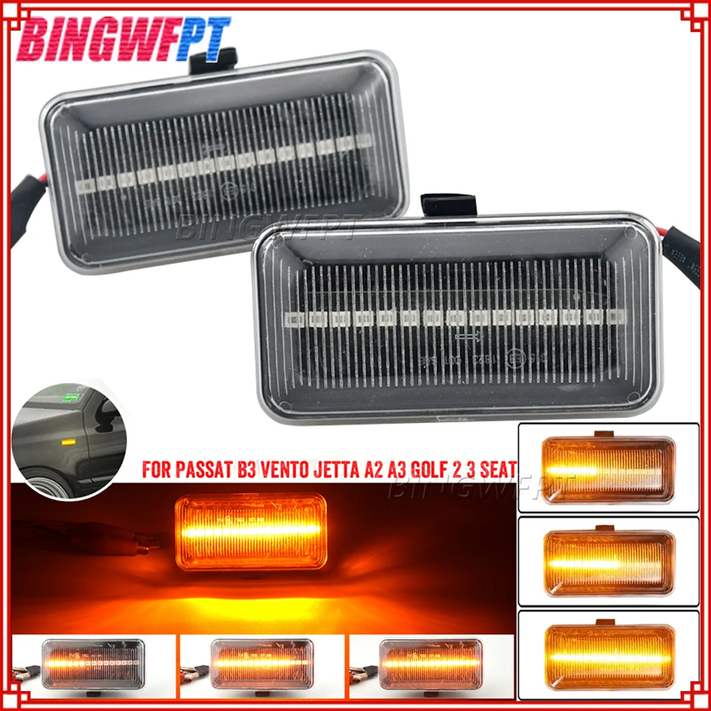 2x For VW Volkswagen Golf 3 MK3 1H1 1H5 1E7 Passat 35i Vento 1H2 1991 1992 1993 1994 1995 LED Side Marker Turn Light Signal Lamp