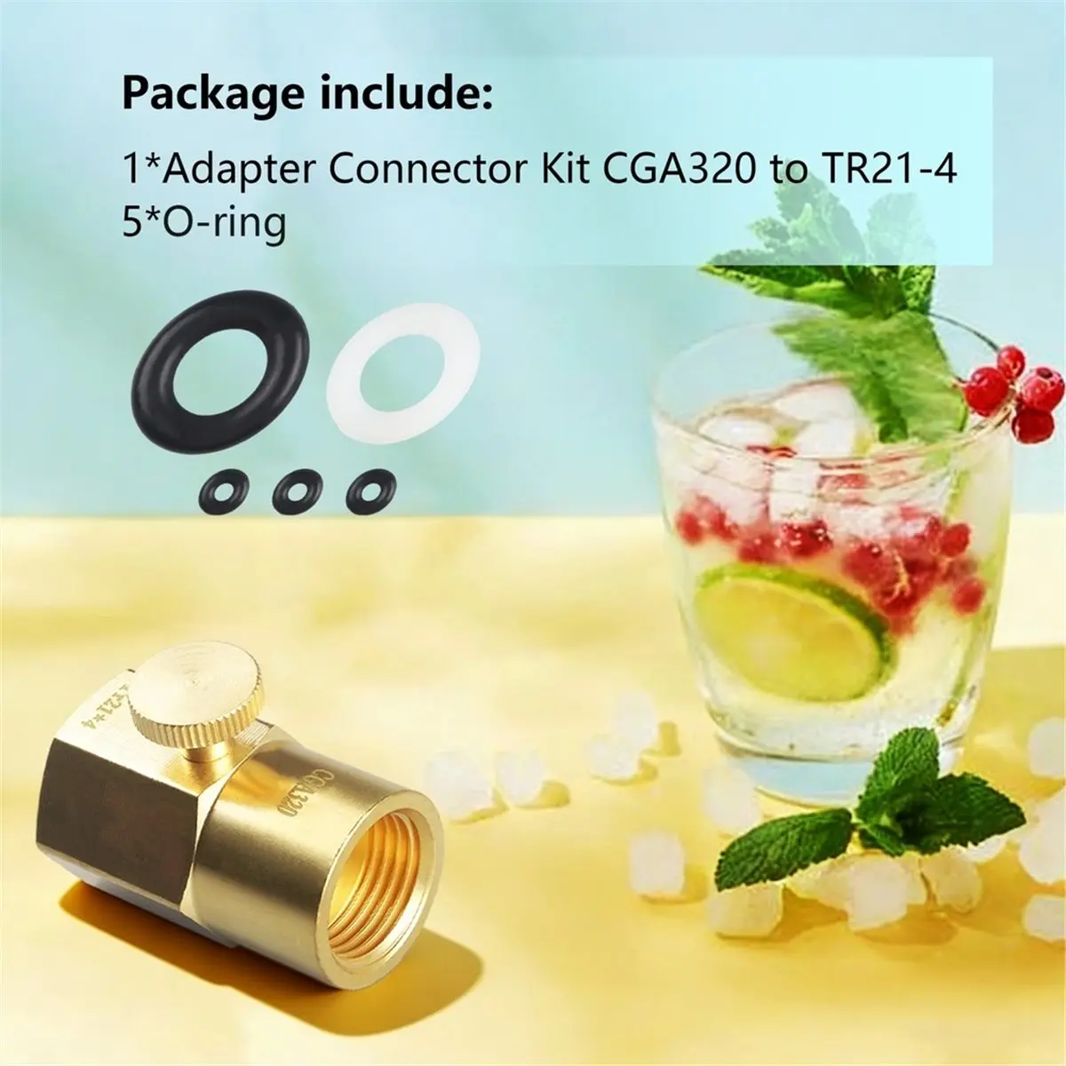 CO2 Refill Adapter with Bleed Valve TR21-4 to CGA320 Connector for Soda Maker Cylinders Soda Bottle Adapter