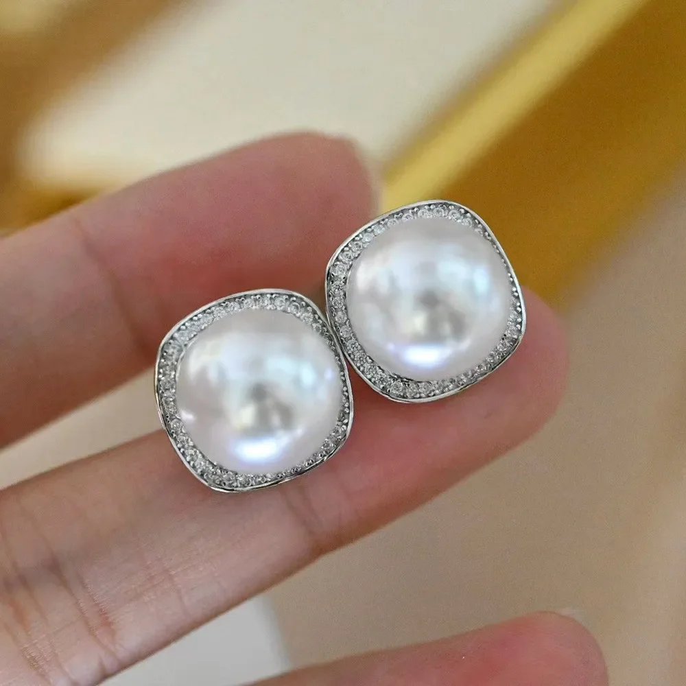 925 Silver Pearl Beads Stud Earrings Setting Base Diy Jewelry Making Findings&Components No Pearl E023