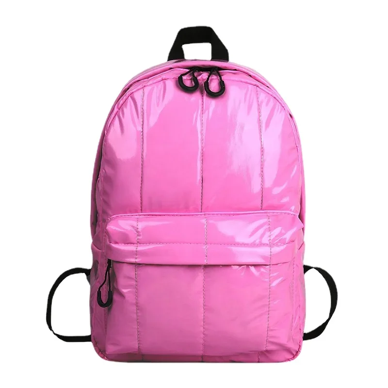 Student Casual Space Cotton Bag Unisex Space Down Glossy Backpack Waterproof Soild Color Bags for Women Men