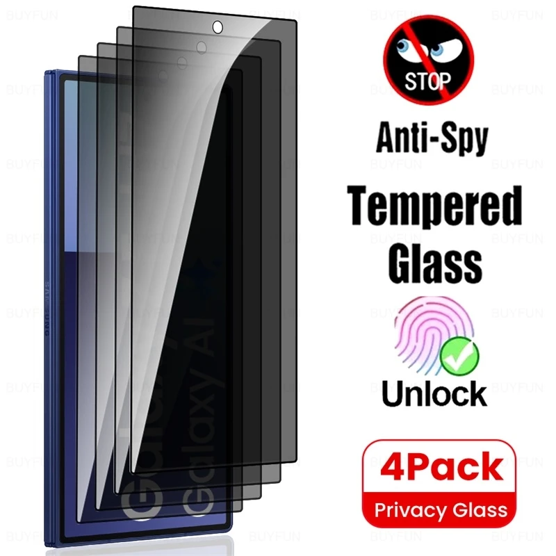 4 Stück Blickschutzfolie aus gehärtetem Glas, Anti-Spionage-Schutzfolie für den äußeren Bildschirm, passend für Samsung Galaxy Z Fold 8 7 6 5, vollständige Abdeckung, HD, kratzfest