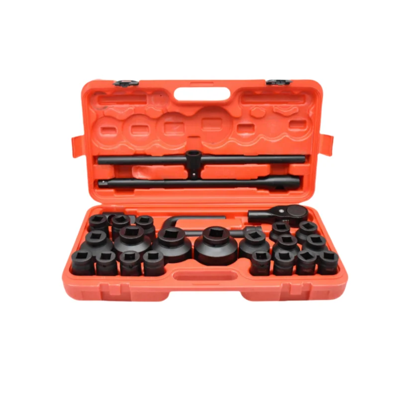 

26-Piece Jumbo Impact Socket Set - 3/4 and 1 Wrench, Cr-V, 6-Point Design, Includes Adapter, Ratchet, 500mm Sliding Bar and Stur