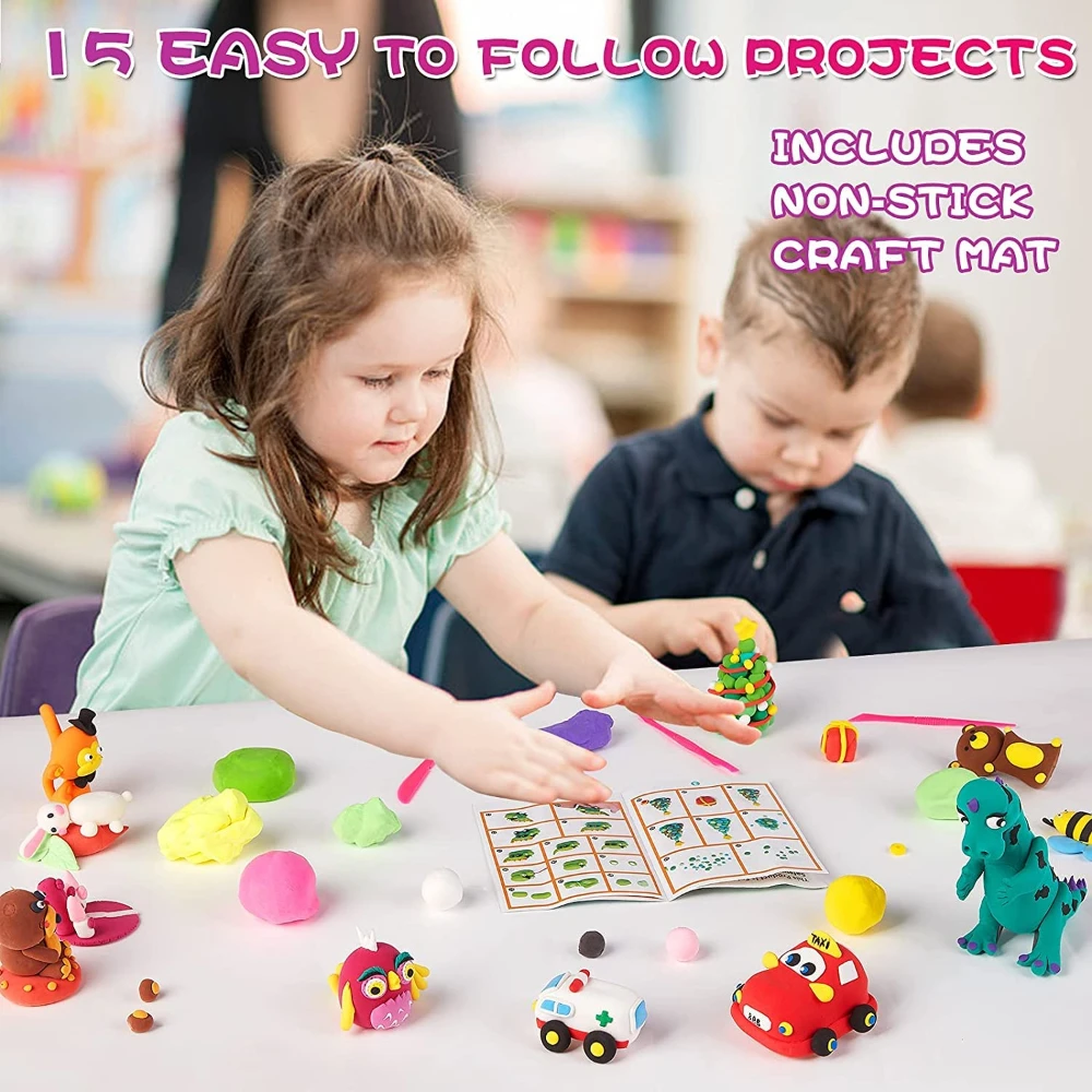 Air Dry Modeling Clay Kit Soft Air Dry Ultra Light Foam Clay Safe & Non-Toxic Great Gift for Kids with Sculpting Tools New - view 6