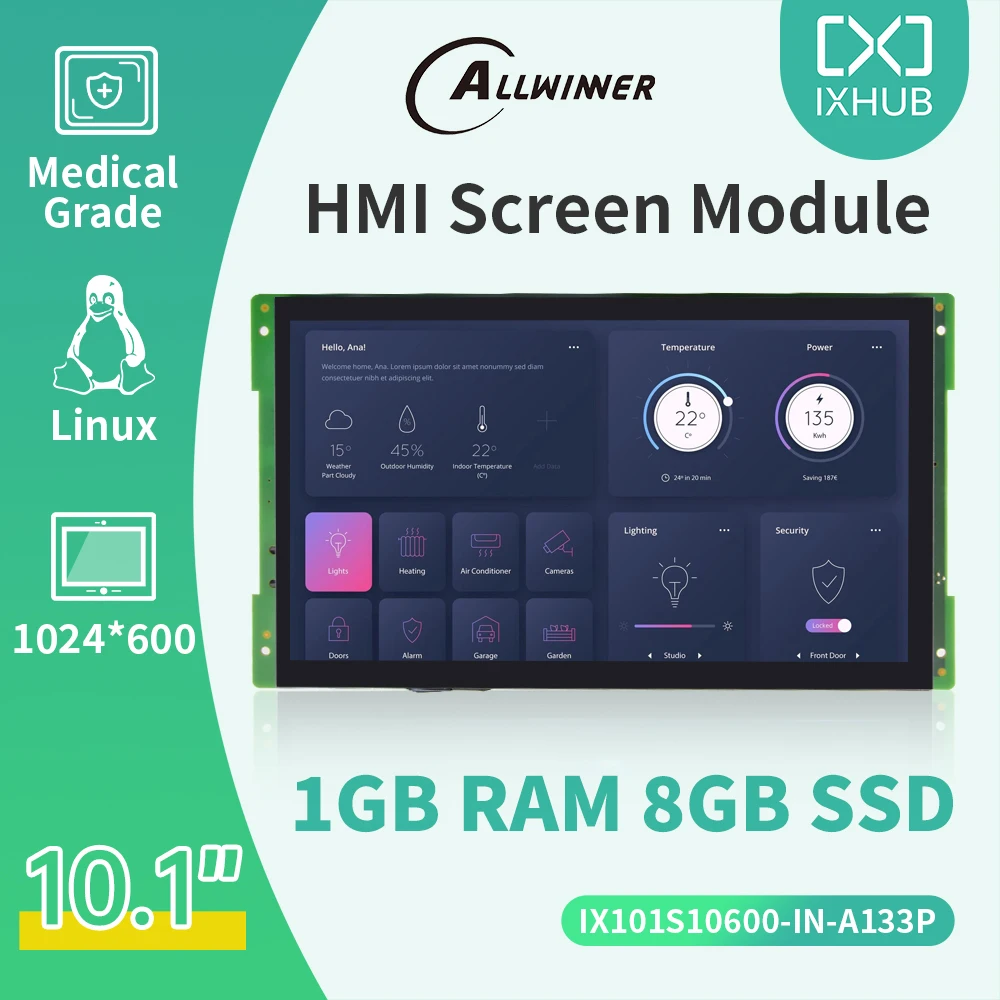 IXHUB 10.1 Inch 1024*600 Medical Android Intelligent Display A133P Android IPS Wide Viewing Angle for Industrial Vision Linux