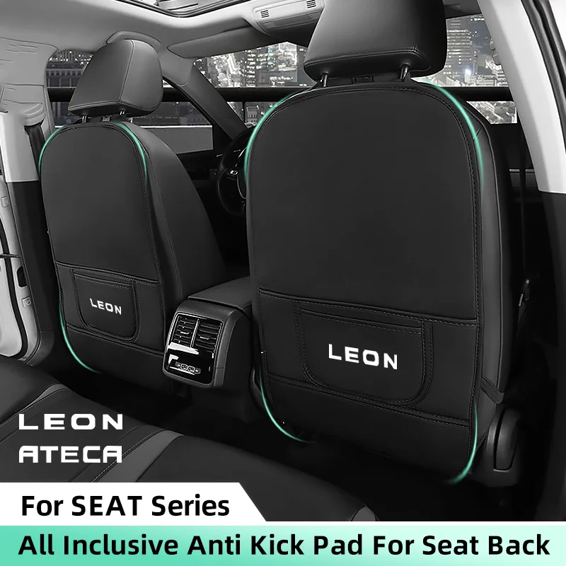 Alfombrillas antipatadas para coche para Seat Leon Mk2 Mk1 Mk3 Mk4 Ateca, funda protectora trasera para asiento de coche para niños, almohadillas antisuciedad para fila trasera