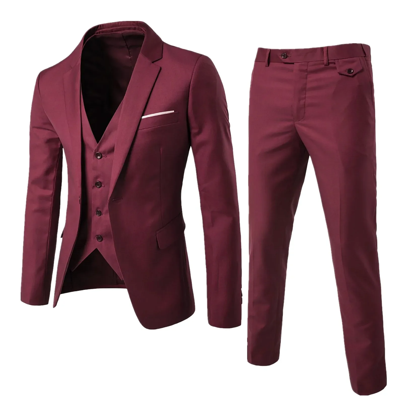Men’s Suit Slim 2 Piece Suit Business Wedding Party Jacket Vest & Pants Coat Men Formal Suit Set
