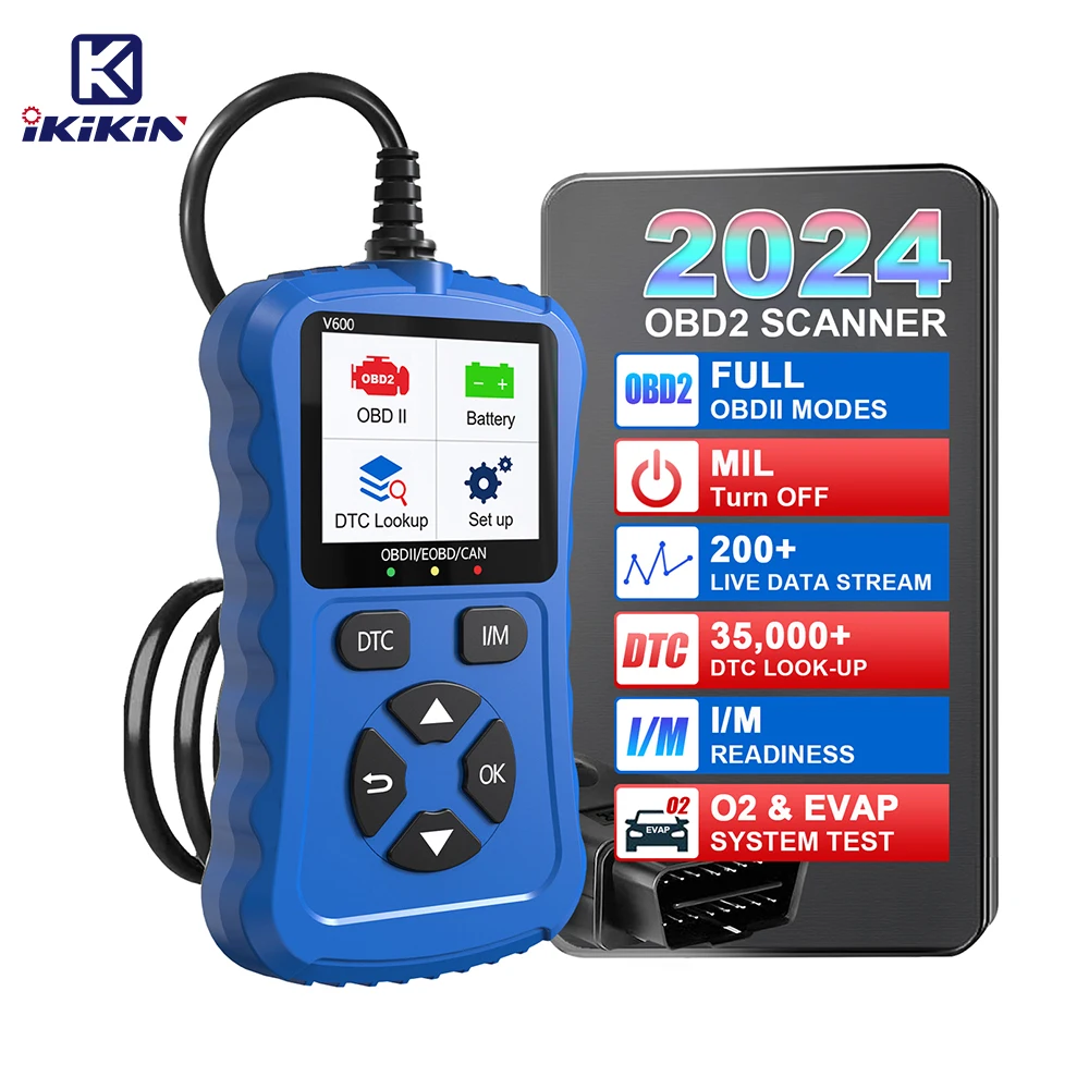 2024 Bule V600 Car Diagnostic Tool OBD2/EOBD 12V Plug & Play Can Code Scanner for Vehicle Diagnostics