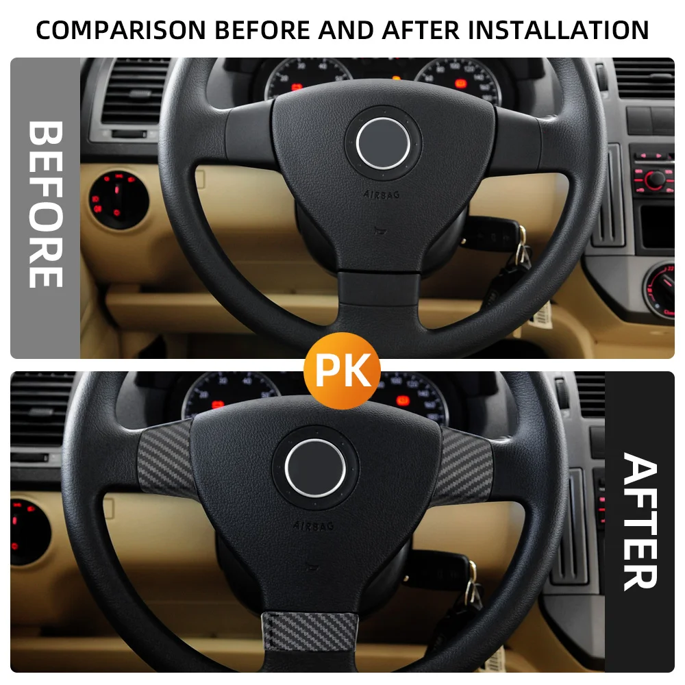 3pcs Car Steering Wheel Decoration Cover Trim Sticker Fit for Volkswagen VW Golf 5 MK5 Passat B6 Jetta Tiguan 2007-2011